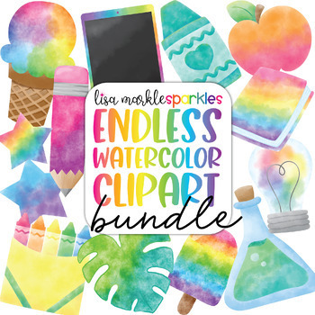 Preview of Watercolor Clipart All Access Forever Growing Bundle