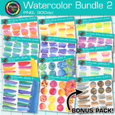 Watercolor Clipart Bundle: 210 Paint Brush Strokes, Swatch