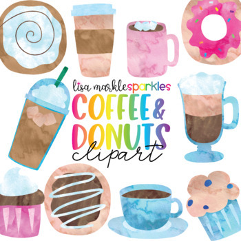 Download Coffee Doughnut Clipart Watercolor Tpt