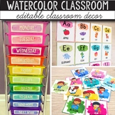 Watercolor Colorful Classroom Decor Classroom Themes Decor Bundles EDITABLE