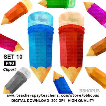 Chunky Color Pencil Clip Art Set