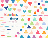 Watercolor Colorful Shapes Clipart, Rainbow Colors, Circle