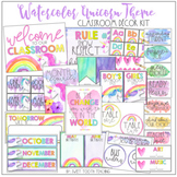 Watercolor Colorful Unicorn Theme Classroom Decor Pack | EDITABLE