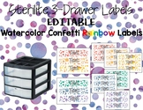 Watercolor Confetti Rainbow Text Editable Sterilite 3-Draw