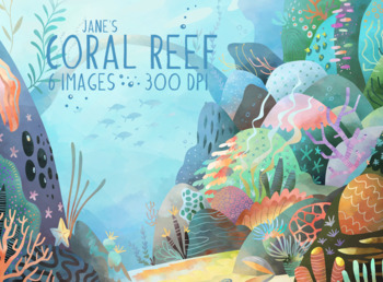 Preview of Watercolor Coral Reef Clipart
