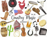 Watercolor Country Music Clipart, Country Festival Clipart