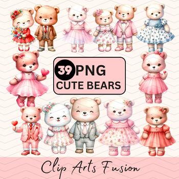 Preview of Watercolor Cute Bears Clipart Set [Commercial Use Allowed]