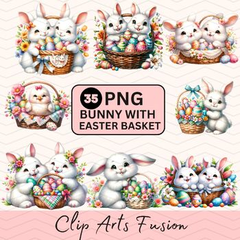 Preview of Watercolor Cute Bunnies And Baby Chicken Clipart Set[Commercial Use Allowed]
