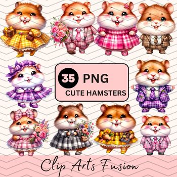 Preview of Watercolor Cute Hamsters Clipart Set [Commercial Use Allowed]