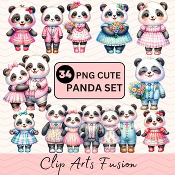 Preview of Watercolor Cute Panda Set[Commercial Use Allowed]