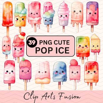 Preview of Watercolor Cute Pop Ice Clipart Set[Commercial Use Allowed]