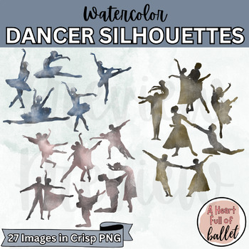 Preview of Watercolor Dancer Silhouettes from 5 Classical Ballets | Clipart