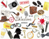 Watercolor Detective Clipart, Secret Agent Clipart, Spy Clipart
