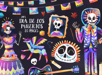 Preview of Watercolor Dia De Los Muertos Clipart