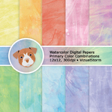 Watercolor Digital Paper, 10 Abstract Handmade Rainbow Col