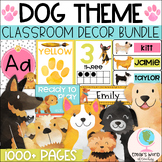 Watercolor Dog Theme Classroom Decor Bundle, EDITABLE