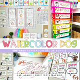 Watercolor Dogs Classroom Decor Pack | EDITABLE