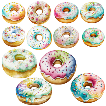 Preview of Watercolor Donut Clipart