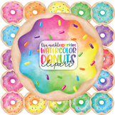 Watercolor Donut Clipart Rainbow - Doughnut Bakery Food Clipart