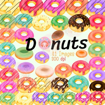Preview of Watercolor Donuts Clipart