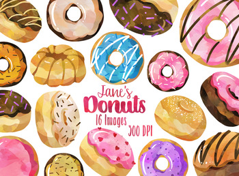 Preview of Watercolor Donuts Clipart