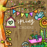 Watercolor Doodle Spring Border Seasonal Frame Clipart