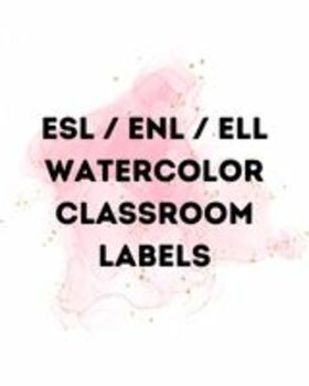Preview of Watercolor ENL/ELL Classroom Labels
