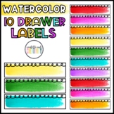 Watercolor Editable 10 Drawer Cart Labels