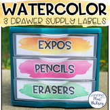Watercolor 3 Drawer Labels - Supply Labels