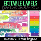 Watercolor Editable Labels for 10 Drawer Cart