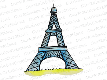 Watercolor Eiffel Tower Clip Art by KM Studio | TPT