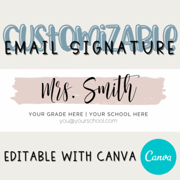 Preview of Watercolor Teacher Email Signature Editable with Canva