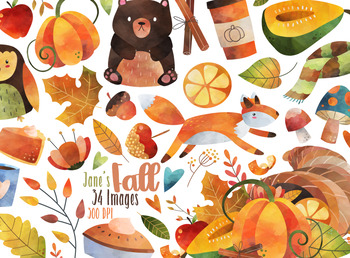 Preview of Watercolor Fall Clipart