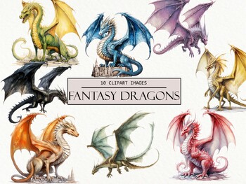 Preview of Watercolor Fantasy Dragon Clipart