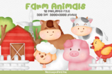 Watercolor Farm Animals Clipart Bundle