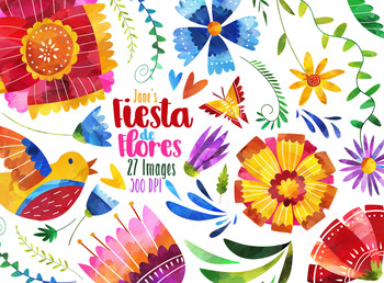 Preview of Watercolor Fiesta Flowers Clipart