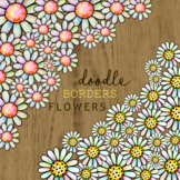 Watercolor Floral Doodle Border Clipart Decorations
