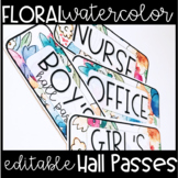 Watercolor Floral - Editable Hall Passes