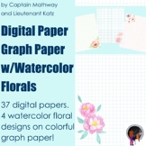 Watercolor Floral Graph Paper, Grid Paper, Digital Paper D