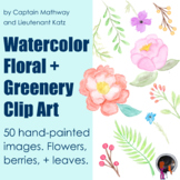 Watercolor Floral + Greenery Clip Art