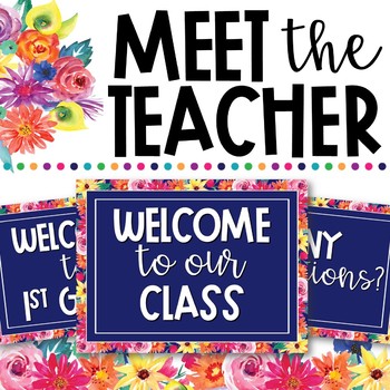 Preview of Watercolor Floral Meet the Teacher Presentation - EDITABLE!