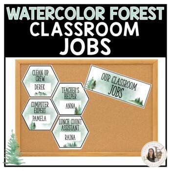 Preview of Watercolor Forest Classroom Job Display