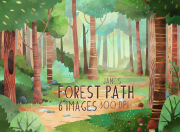 Preview of Watercolor Forest Path Clipart