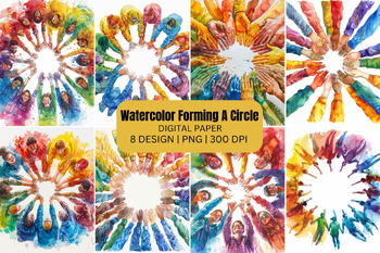 Preview of Watercolor Forming A Circle Digital Paper Background