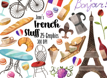 Preview of Watercolor French Culture Clipart