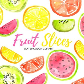 Watercolor Fruit Slice Clipart by Writelovely | TPT