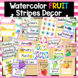 Watercolor Fruit Stripes: Classroom Decor Bundle