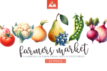 Preview of Watercolor Fruit & Vegetable illustrations PNGs