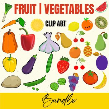 Watercolor Fruit vegetables Clip Art Collection mix and match for ...