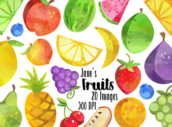 Preview of Watercolor Fruits Clipart